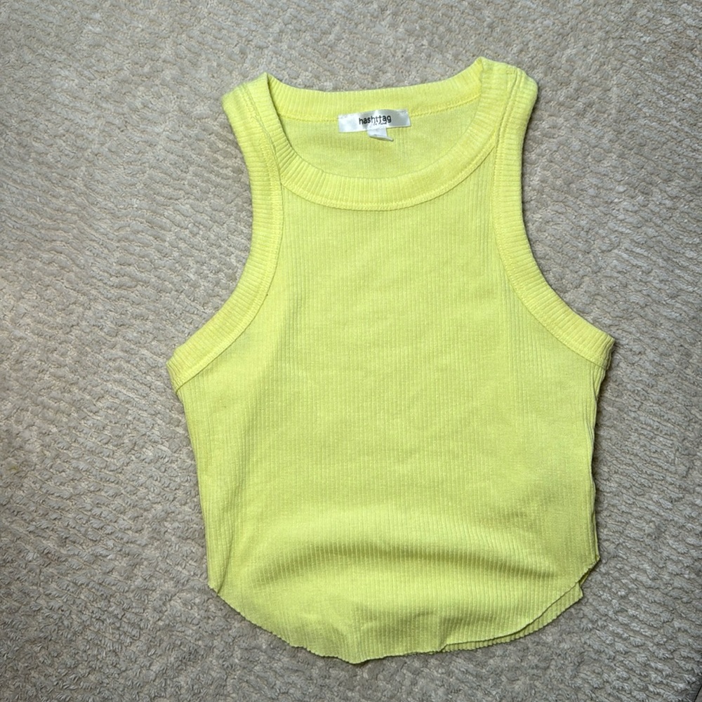 Yellow cropped tank top size XS